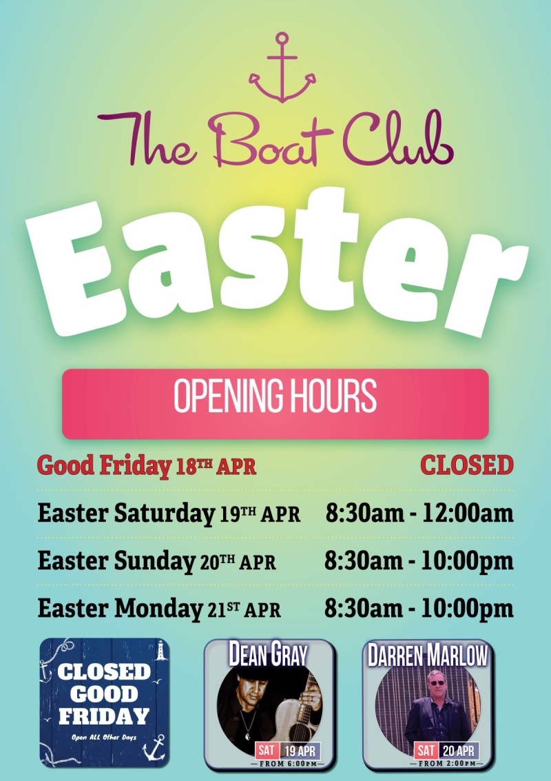 Boat Club Easter OPENING hours 2025 WEB