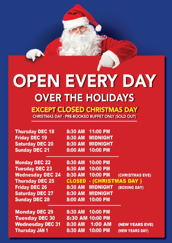 XMAS NYE OPENING HOURS